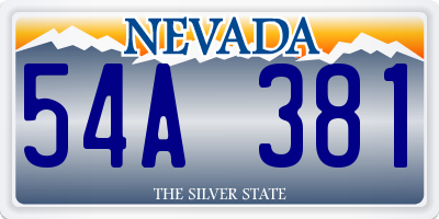 NV license plate 54A381