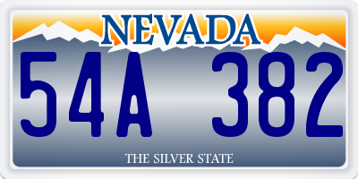 NV license plate 54A382
