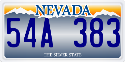 NV license plate 54A383
