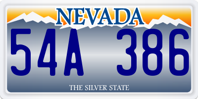 NV license plate 54A386