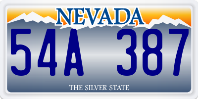 NV license plate 54A387
