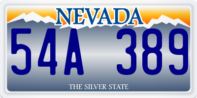 NV license plate 54A389
