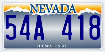 NV license plate 54A418