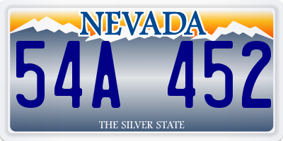 NV license plate 54A452