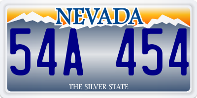 NV license plate 54A454