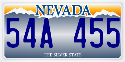 NV license plate 54A455