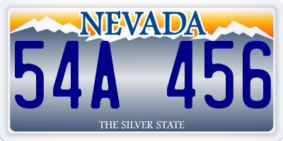 NV license plate 54A456