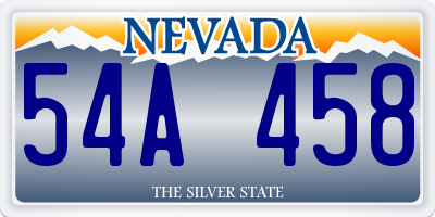 NV license plate 54A458