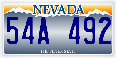 NV license plate 54A492