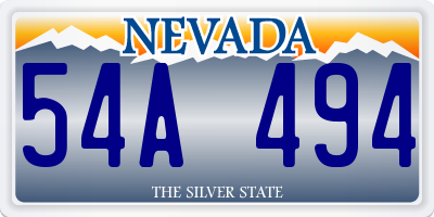 NV license plate 54A494