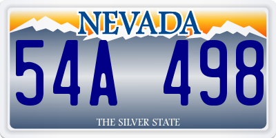 NV license plate 54A498