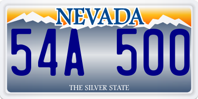 NV license plate 54A500
