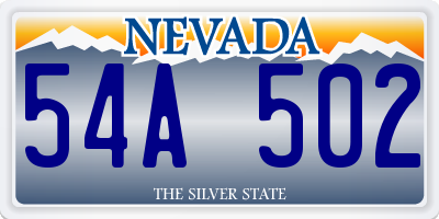 NV license plate 54A502