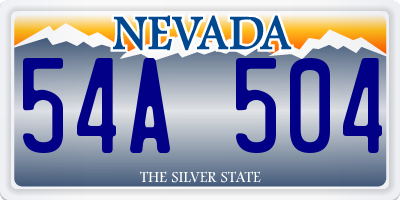 NV license plate 54A504