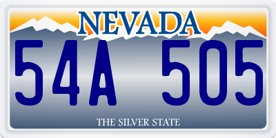 NV license plate 54A505