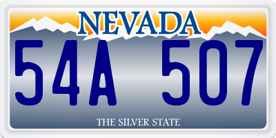 NV license plate 54A507