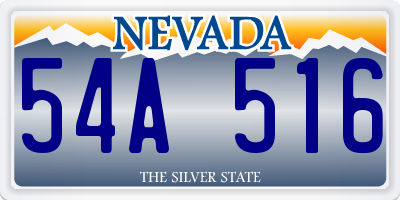 NV license plate 54A516