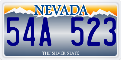 NV license plate 54A523