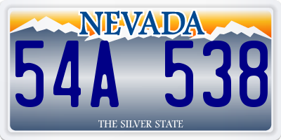 NV license plate 54A538