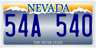 NV license plate 54A540