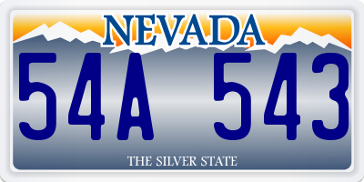 NV license plate 54A543