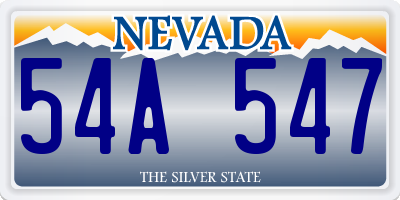 NV license plate 54A547