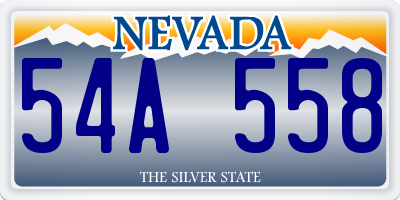NV license plate 54A558