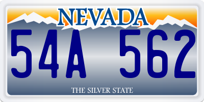 NV license plate 54A562