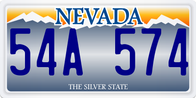NV license plate 54A574