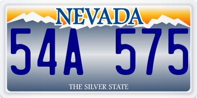 NV license plate 54A575