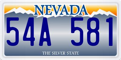 NV license plate 54A581