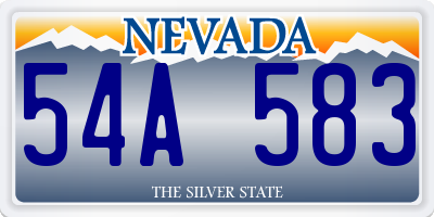 NV license plate 54A583