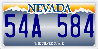 NV license plate 54A584