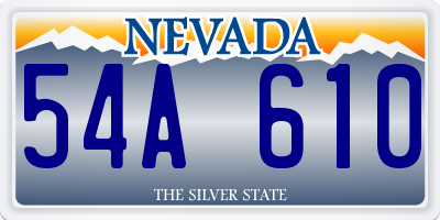 NV license plate 54A610