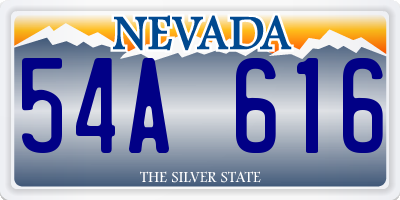 NV license plate 54A616