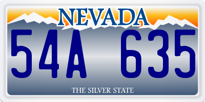 NV license plate 54A635