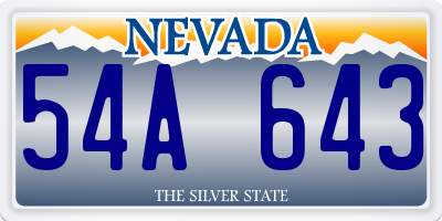 NV license plate 54A643