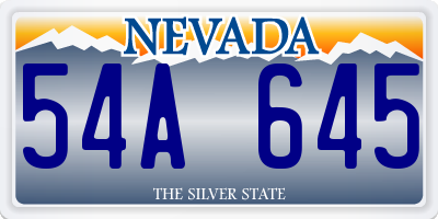 NV license plate 54A645