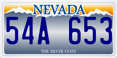 NV license plate 54A653