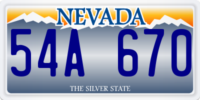 NV license plate 54A670