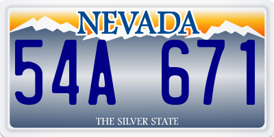 NV license plate 54A671