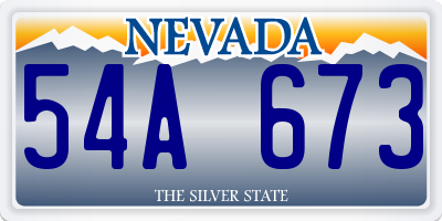 NV license plate 54A673