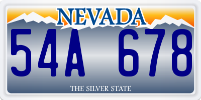 NV license plate 54A678