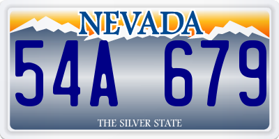 NV license plate 54A679