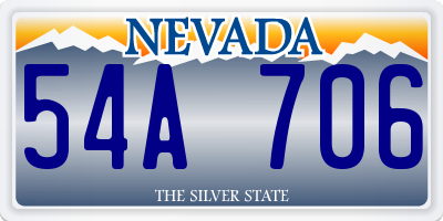 NV license plate 54A706