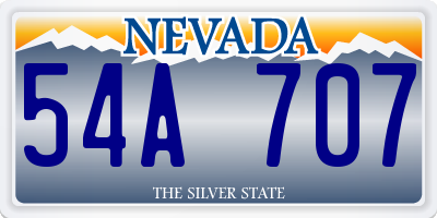 NV license plate 54A707