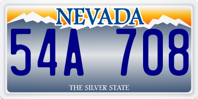 NV license plate 54A708