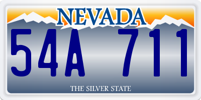 NV license plate 54A711