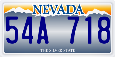 NV license plate 54A718