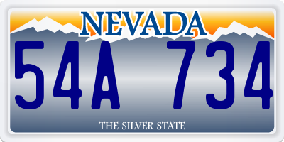 NV license plate 54A734